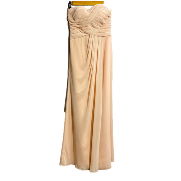 BILL LEVKOFF pale blush pink formal full length dress gown strapless ruched. 0 - Picture 1 of 10